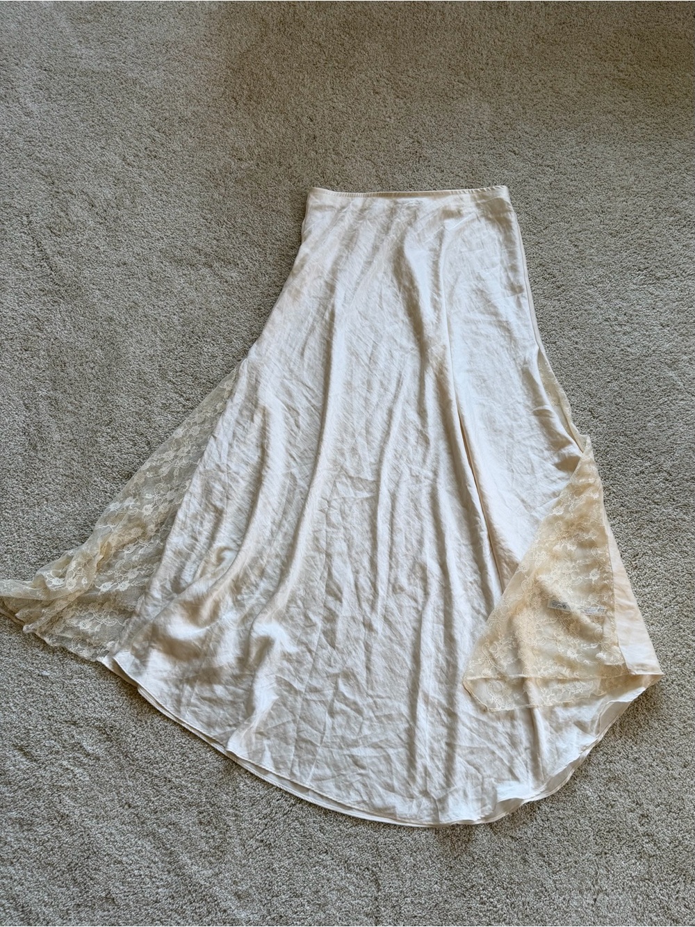 Free People Cream Lace Panel High Low Maxi Skirt S NWT - Picture 4 of 9